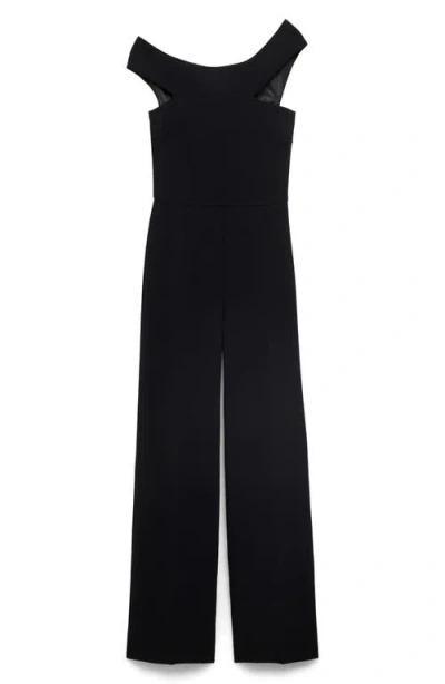 Mango Asymmetric Long Jumpsuit In Black