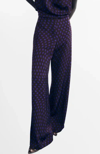 Mango Women's Polka Dots Flare Pants In Purple