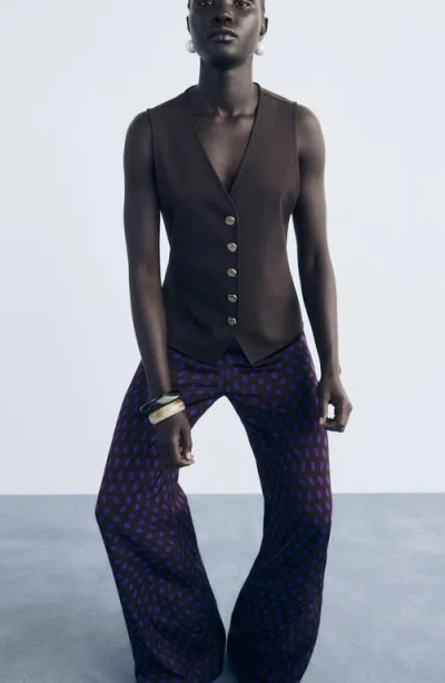 Mango Women's Polka Dots Flare Pants In Purple