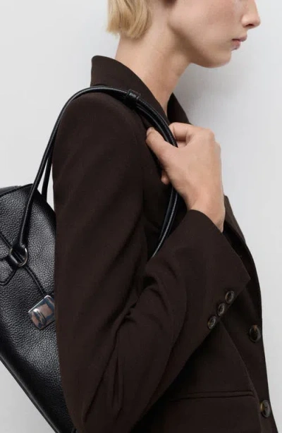 Mango Straight-fit Suit Blazer Chocolate In Black