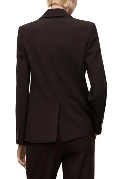 Mango Straight-fit Suit Blazer Chocolate In Black