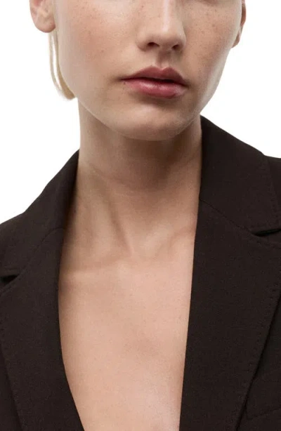 Mango Straight-fit Suit Blazer Chocolate In Black