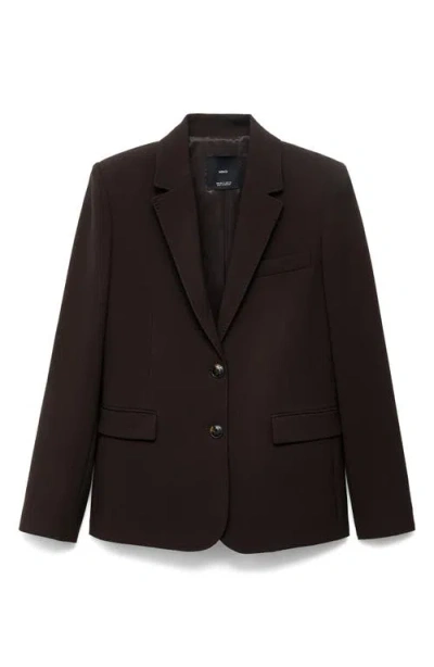 Mango Straight-fit Suit Blazer Chocolate In Black