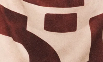 Mango Short Patterned Dress Ecru In Brown