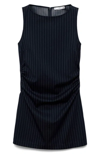 Mango Pinstripe Maternity Dress In Blue