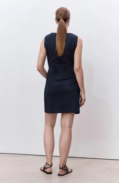 Mango Pinstripe Maternity Dress In Blue