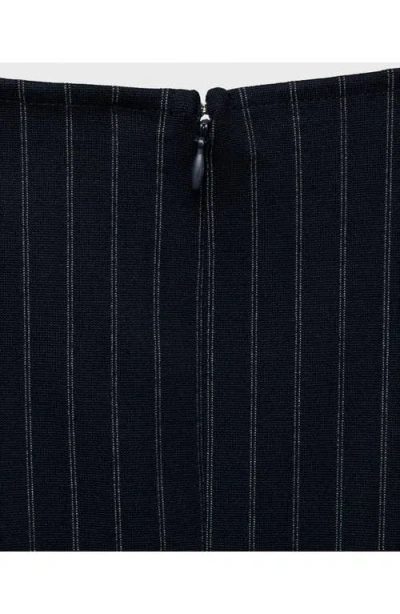 Mango Pinstripe Maternity Dress In Blue