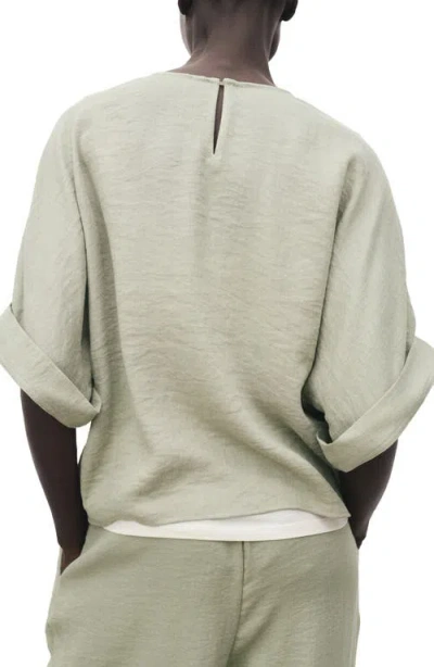 Mango Oversized Blouse With Turn-up Sleeves Aqua Green In Green