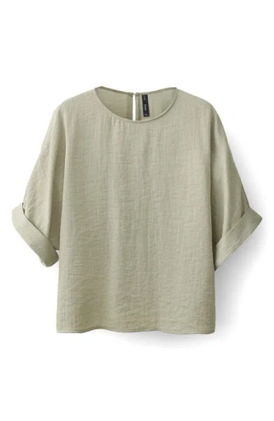 Mango Oversized Blouse With Turn-up Sleeves Aqua Green In Green