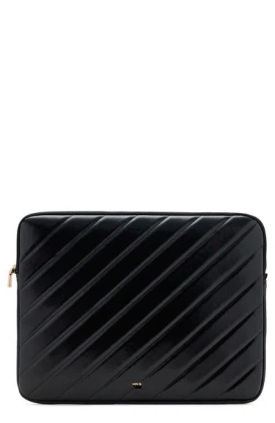 Mango Quilted Faux Leather Laptop Case In Black
