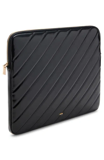 Mango Quilted Faux Leather Laptop Case In Black
