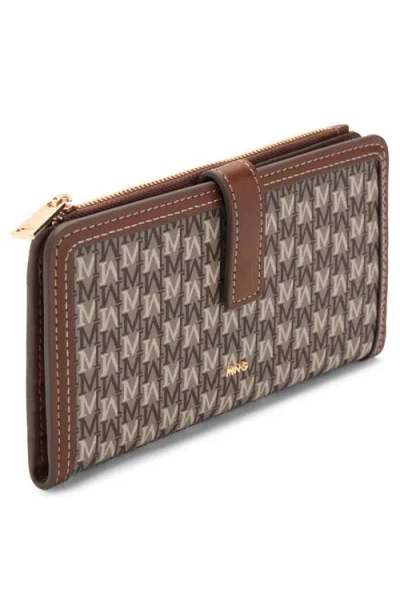 Mango Large Logo Jacquard Wallet In Brown