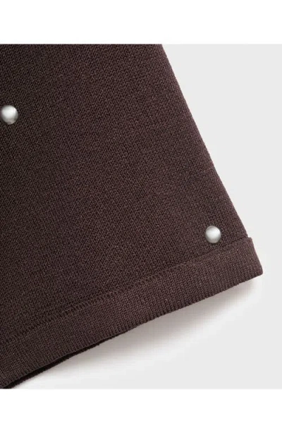 Mango Fine Knitted T-shirt With Studs In Brown