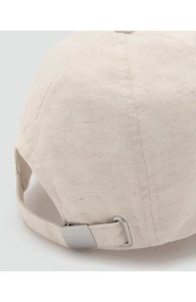 Mango Embroidered Cotton & Linen Baseball Cap In White