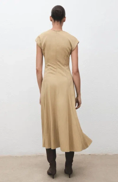 Mango Godet Pleat Dress In Brown