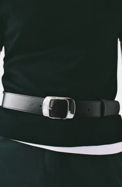 Mango Square Buckle Belt In Black