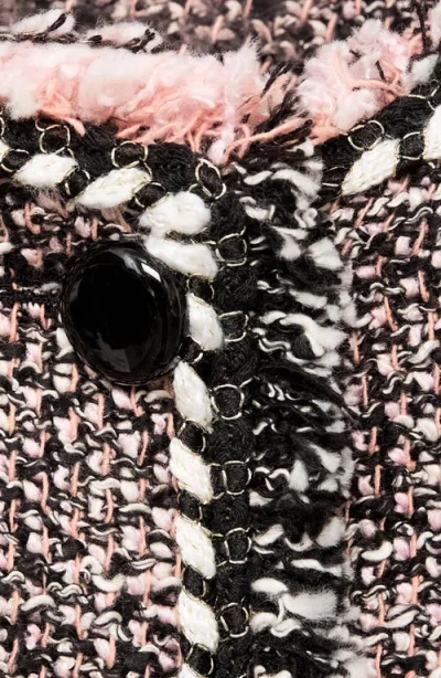 Mango Pocket Tweed Jacket Black In Brown