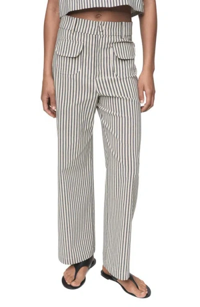 Mango Stripe Pants With Pockets In Gray