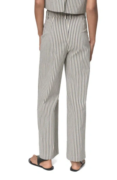 Mango Stripe Pants With Pockets In Gray