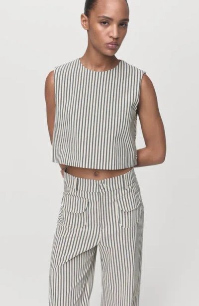 Mango Stripe Pants With Pockets In Gray