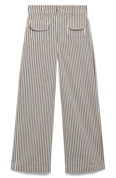 Mango Stripe Pants With Pockets In Gray