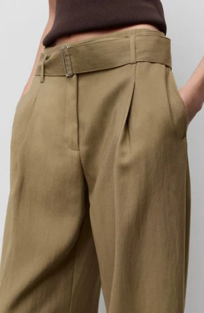 Mango Women's Belted Paper Bag Pants In Brown