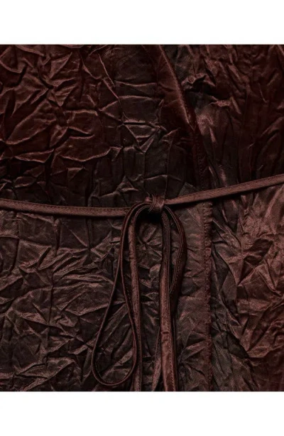 Mango Straight-leg Crinkled-effect Trousers Chocolate In Brown