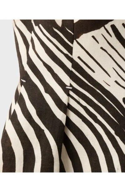 Mango Zebra Print Linen & Cotton Halter Vest In Brown