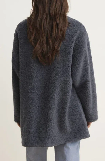 Mango Oversize High Pile Fleece Half Zip Pullover In Blue