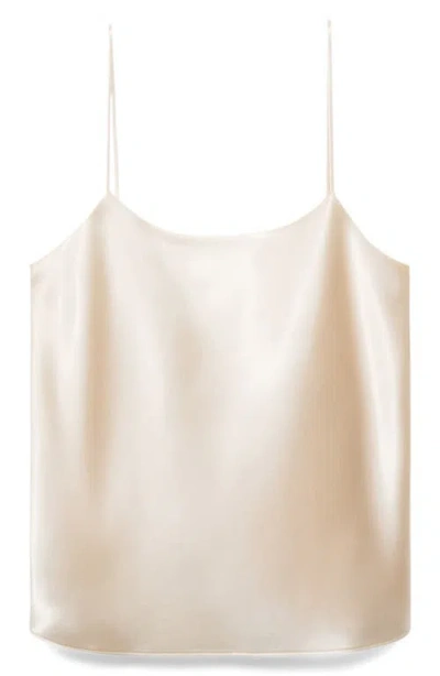 Mango Satin Dress With A Low-cut Neckline Ivory White In Neutral