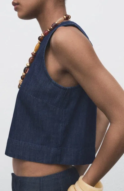 Mango Women's Denim Crop Top In Blue