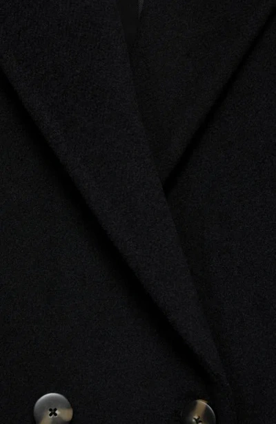 Mango Double Breasted Coat In Black
