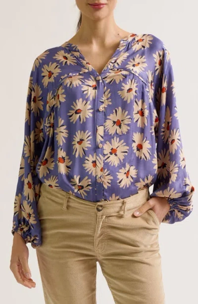 Cache Couer Madeleine Maternity & Nursing Blouse In Blue