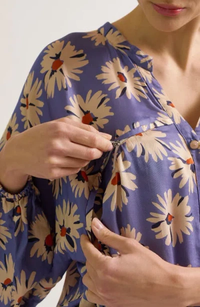 Cache Couer Madeleine Maternity & Nursing Blouse In Blue