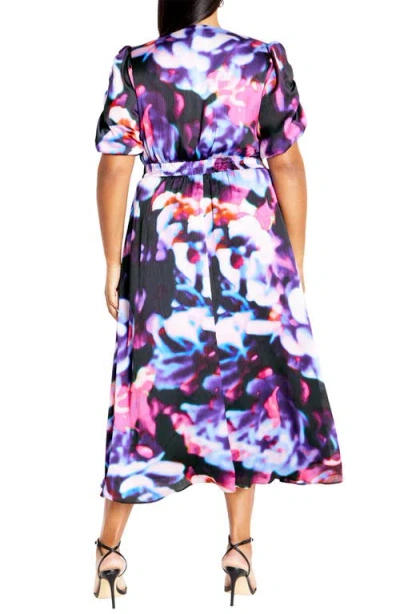 City Chic Tayla Ruched Cutout Cocktail Dress In Purple