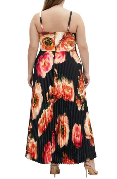 City Chic Ariana Print Pleat Dress In Multi