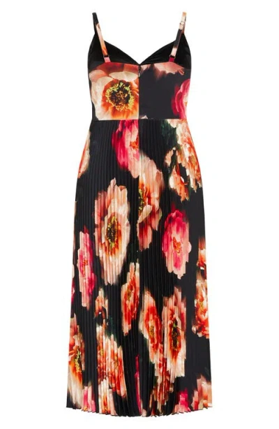 City Chic Ariana Print Pleat Dress In Multi