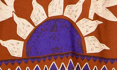 City Chic Botantical Print Twist Cutout Puff Sleeve Dress In Brown