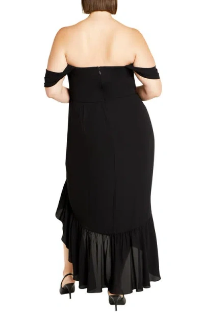 City Chic Rosabella Off The Shoulder Maxi Dress In Black