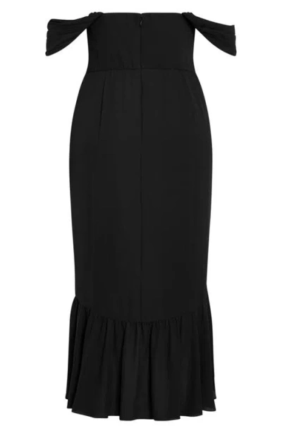 City Chic Rosabella Off The Shoulder Maxi Dress In Black