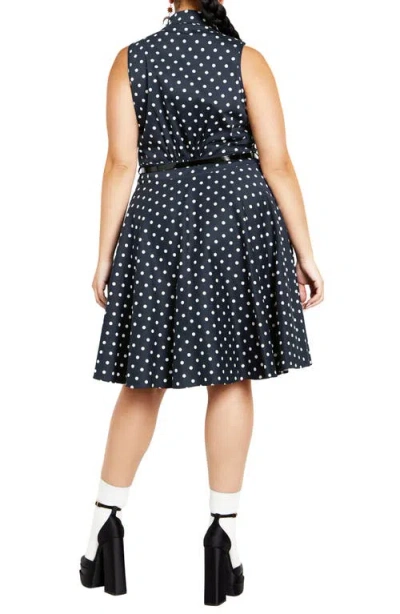 City Chic Nellie Polka Dot Sleeveless Dress In Black