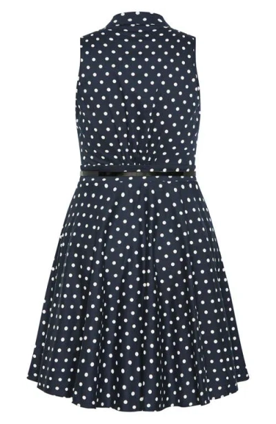 City Chic Nellie Polka Dot Sleeveless Dress In Black