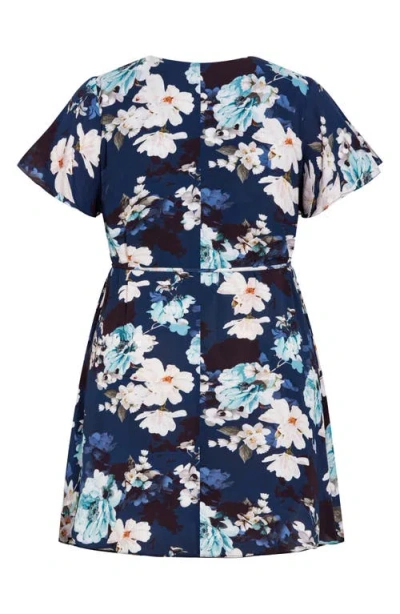 City Chic Megan Floral Print Minidress In Blue