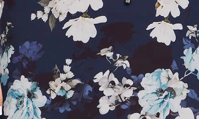 City Chic Megan Floral Print Minidress In Blue