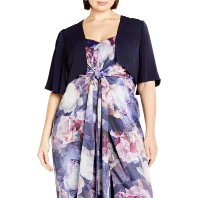 City Chic The Splendor Open Front Bolero In Blue