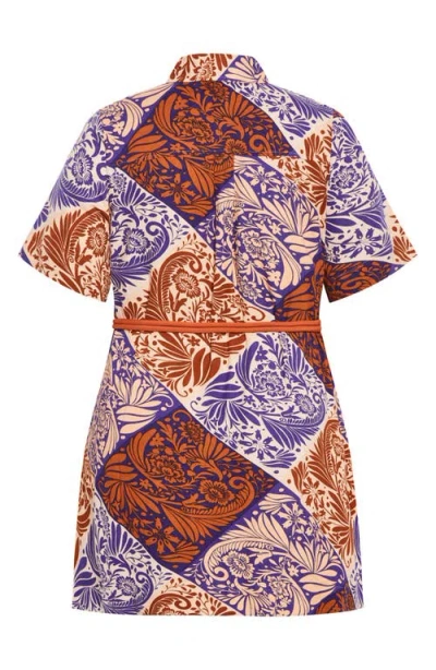 City Chic Becka Print Belted Dress In Multi