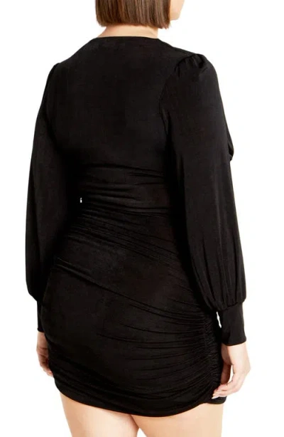 City Chic Maren Long Sleeve Lace-up Crop Top In Black