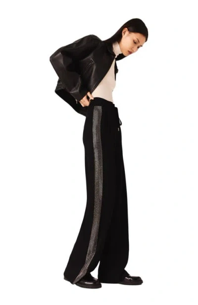 Maje Trousers With Rhinestone Band In Black