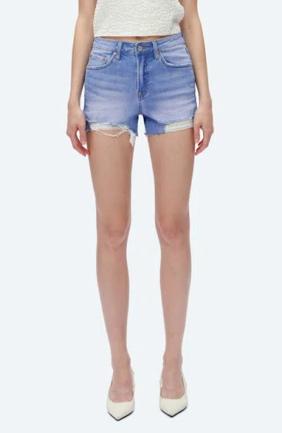 Bayeas Lily High Rise Denim Distressed Shorts In Sky Blue In Blue