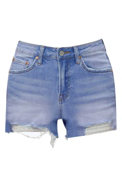 Bayeas Lily High Rise Denim Distressed Shorts In Sky Blue In Blue